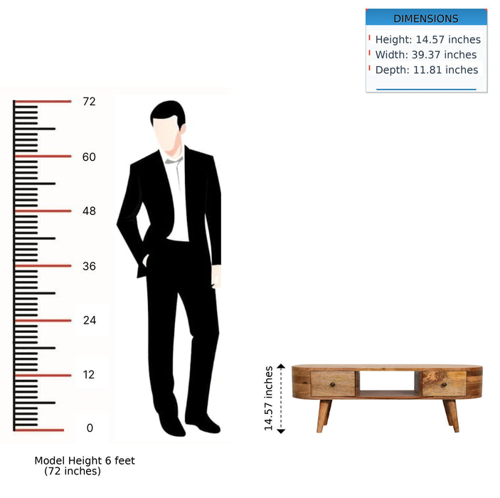 Mini Rounded Entertainment Unit - Oak