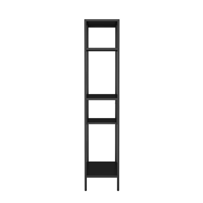 Modern Cube Storage Shelf With 4 Compartments & Metal Legs, Freestanding Organizer For Living Room, Bedroom, Home Office - Brushed Nickel