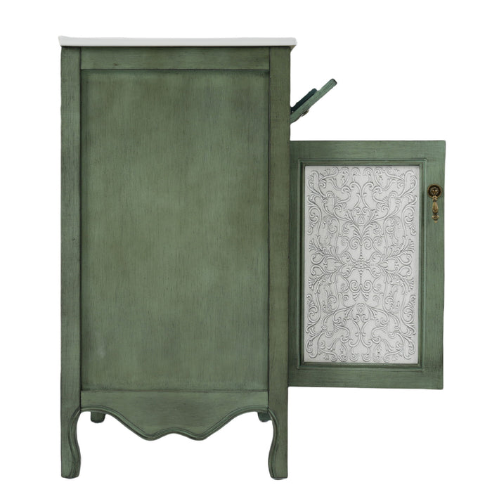 Bathroom Vanity With Rectangle Sink, Tip Out Tray - Antique Blue Green