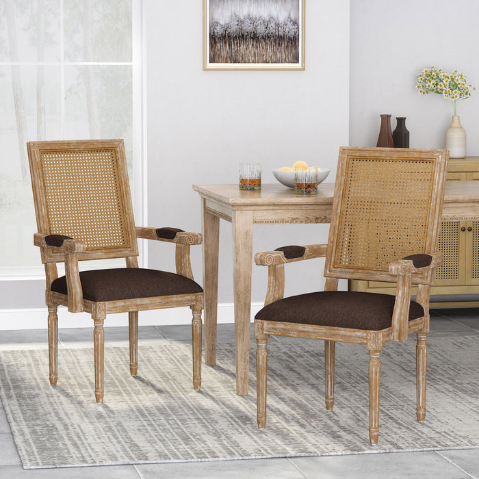 Upholstered Dining Chair With Cane Backrest