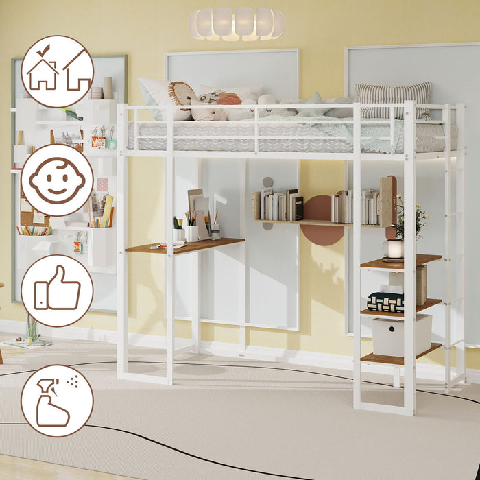 Bunk Bed With L-Shaped Desk And Dual Side Stairs