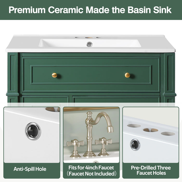 Bathroom Vanity Cabinet With Sink, Soft Close Doors With Door Organizer