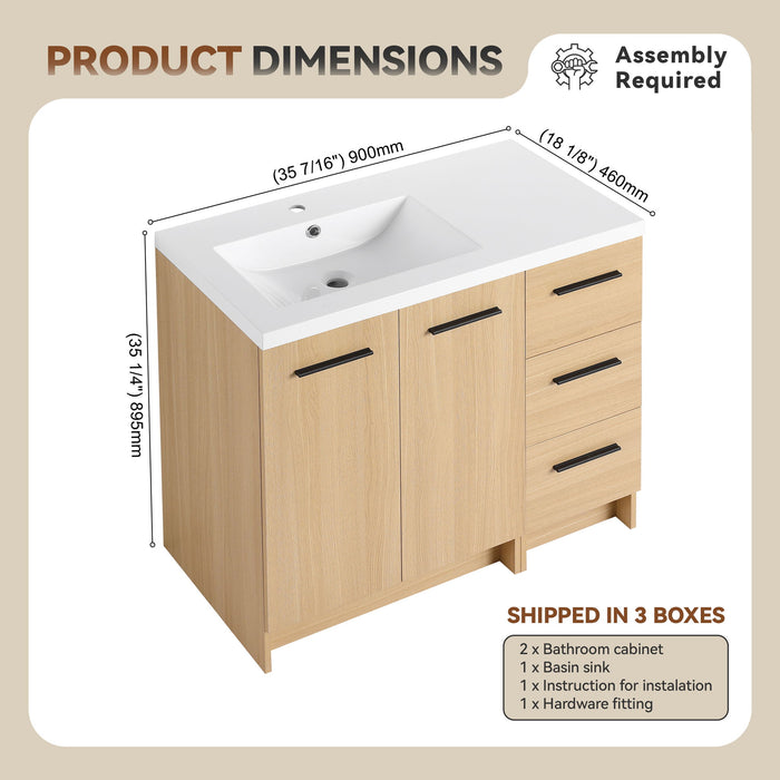 Wall Mounted Floating Bathroom Vanity With Sink, Door & Drawers Modular Cabinet