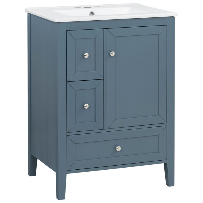 Modern Bathroom Vanity With Sink, Soft Close Drawers & Door, Storage Rack