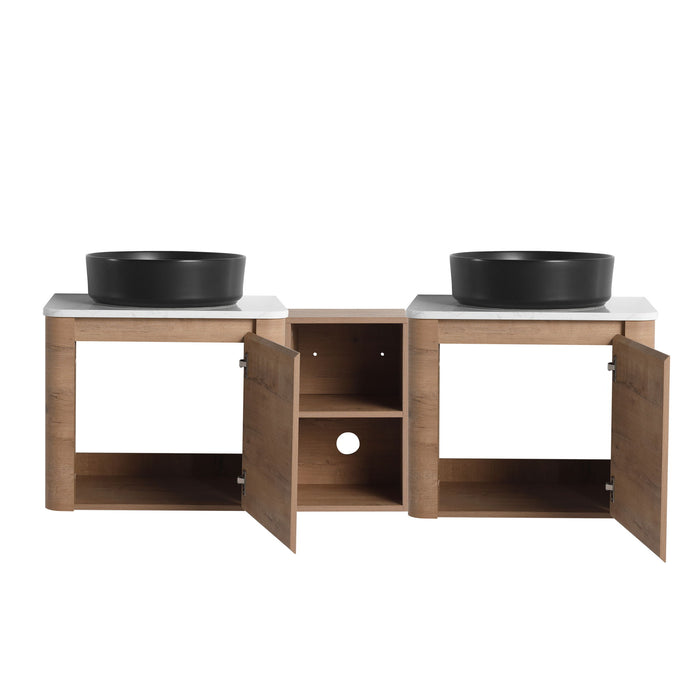 Wall Mounted Bathroom Vanity With Art Sink, 1 Storage Shelf, Soft Close Door