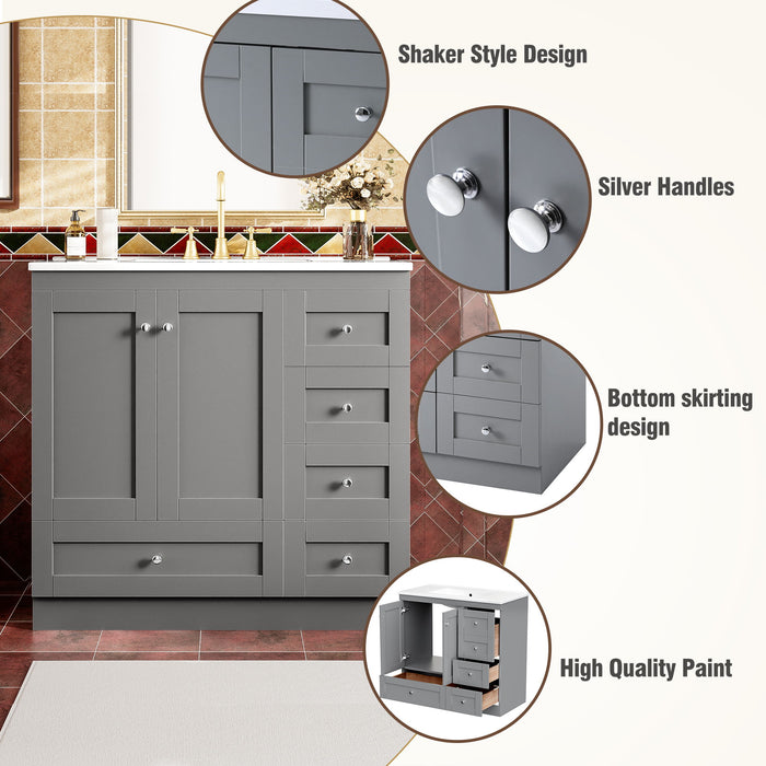 Shaker Free Standing Bathroom Vanity Cabinet With Sink, Soft Close Drawers, Soft Close Doors