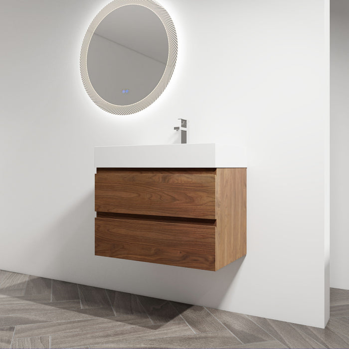 Wall Mounted Bathroom Vanity And Sink, 2 Soft Close Drawers