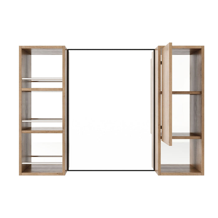 39.4" Wall Mounted Bathroom Cabinet With Storage And - Imitative Oak