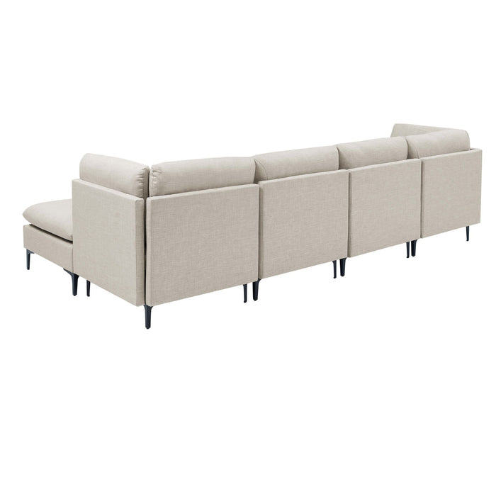 Upholstered Modular Sectional With Medium Firm Seat Cushion - Almond