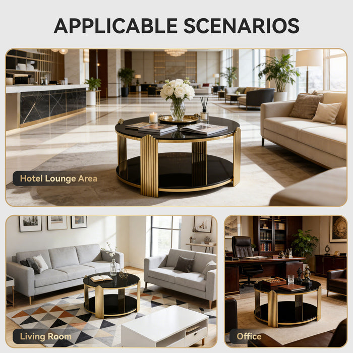 Round Table With Double Layer Storage