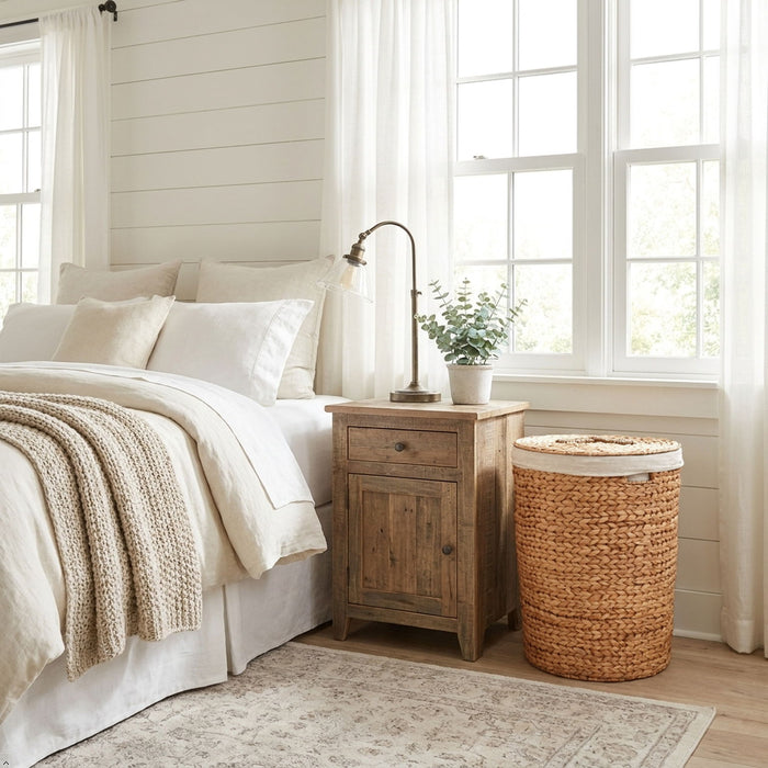 Round Laundry Hamper With Lid - Light Brown