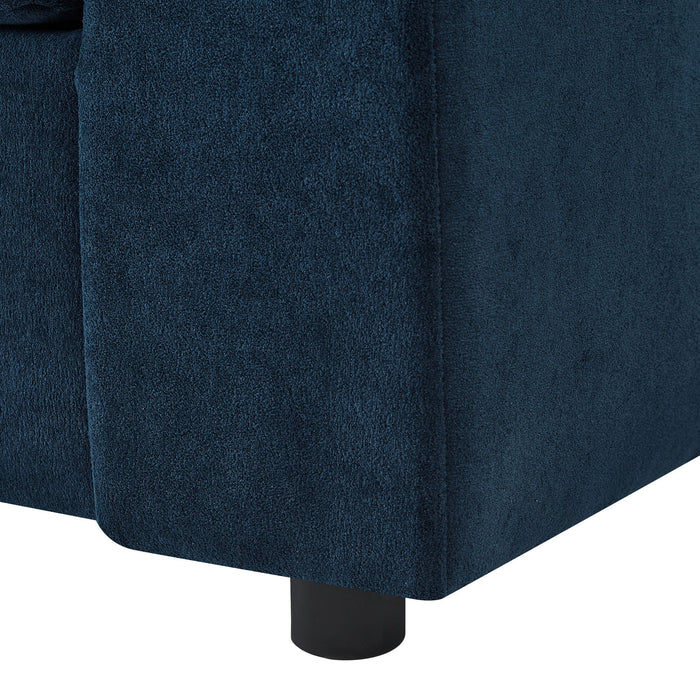 Modern Style Armchair Chaise Lounge Sofa Couch With Movable Storage Ottoman, USB Ports, Cup Holders, Phone Holder, Side Pockets