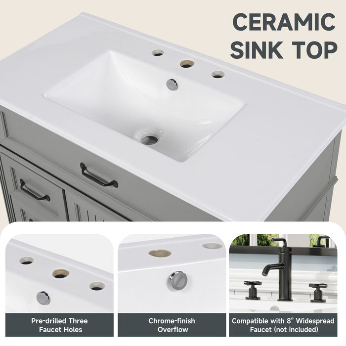 Bathroom Vanity With Sink, Freestanding Cabinet & Drawers