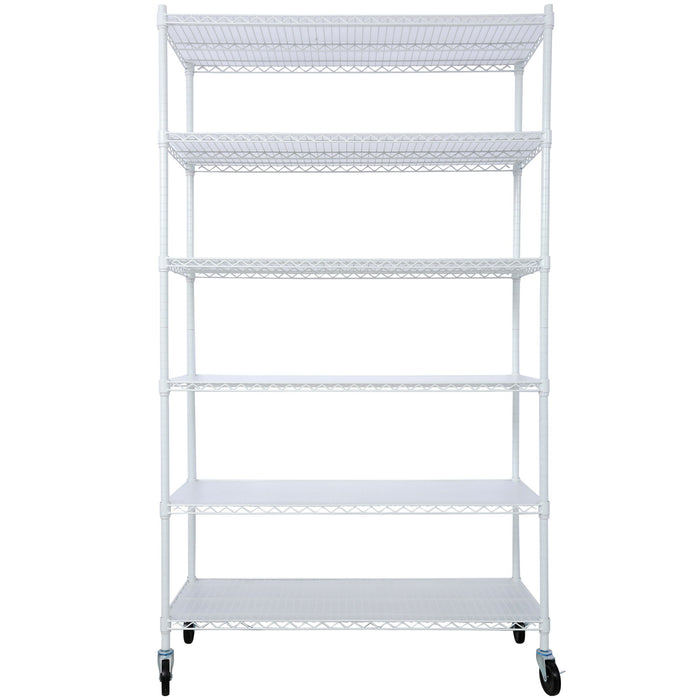 6 Tier 6000Lbs Capacity Nsf Metal Shelf Wire Shelving Unit, Heavy Duty Adjustable Storage Rack With Wheels & Shelf Liners For Commercial Grade Utility Steel Storage Rack
