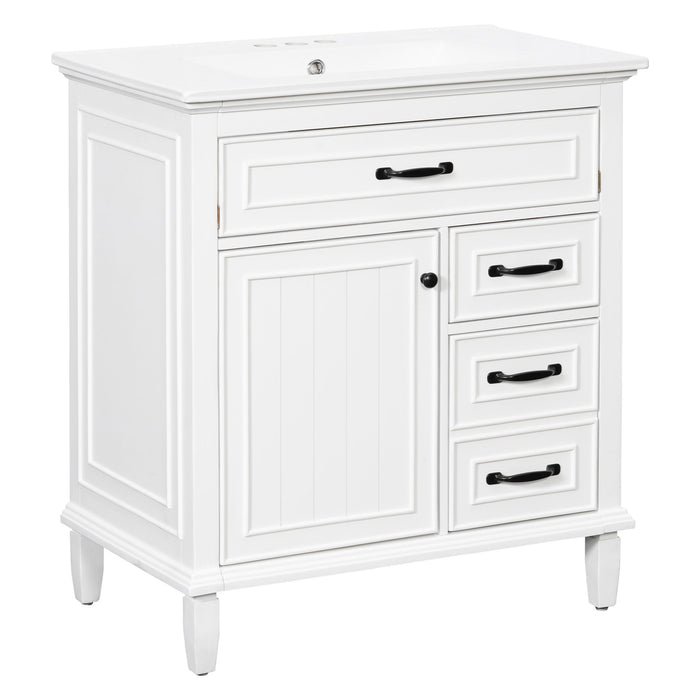 Bathroom Vanity With Sink Top, Flip Drawers, Adjustable Shelf
