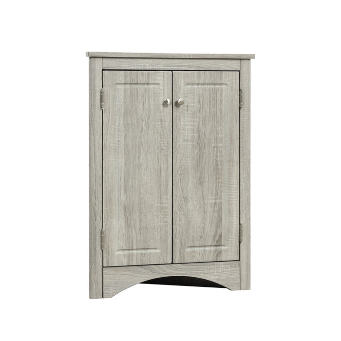 Triangle Bathroom Storage Cabinet With Adjustable Shelves, Freestanding Floor Cabinet - Oak
