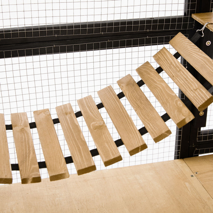 Outdoor Cat Enclosure With Sleeping Houses, Jumping Platforms, Scratching Post