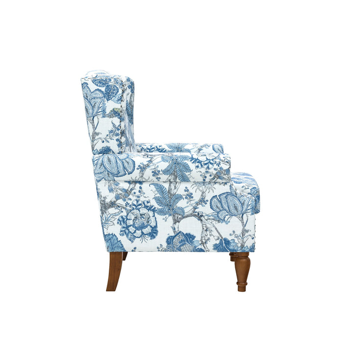 Accent Chair With Floral Upholstery And Nailhead Trim