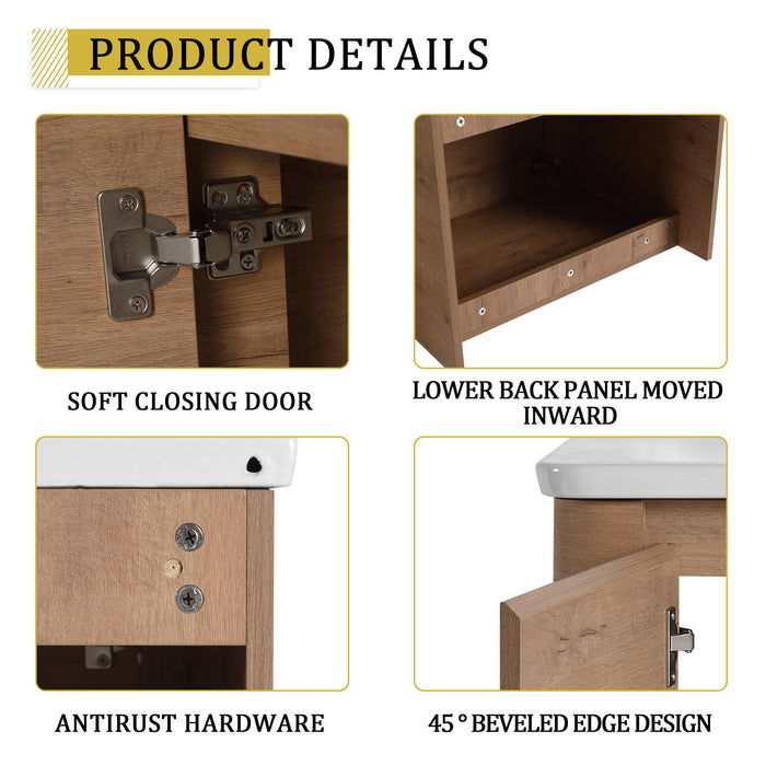 Wall Mounted Bathroom Vanity With Sink & 1 Soft Close Door