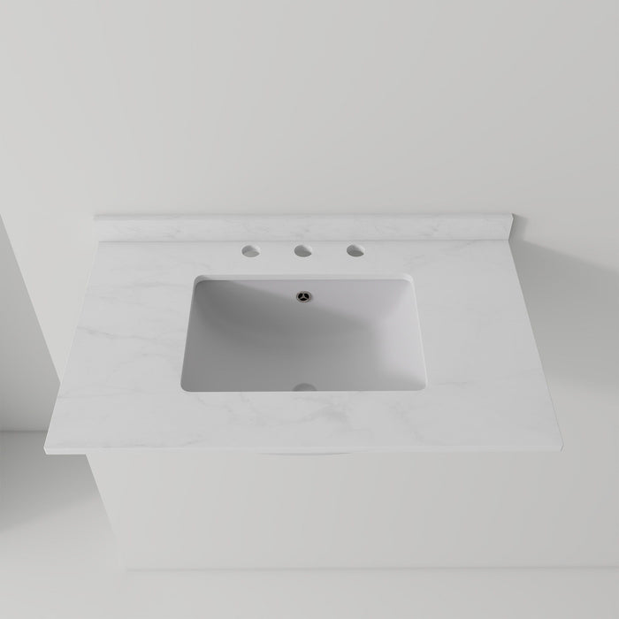 Basin Sink, Triple Faucet Holes, 2" Thick Rim, Sink Only