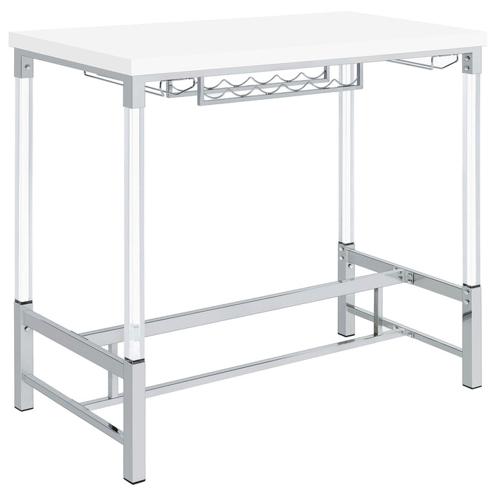 Tonneson - Bar Table With Trestle Base And Wine Storage - White