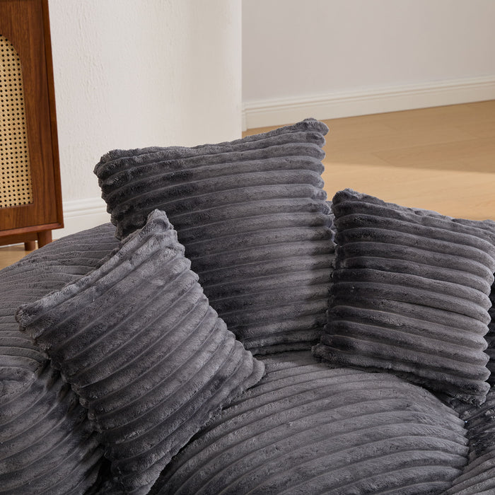 Oversized Bean Bag Chair With 3 Pillows & Armrest - Dark Gray