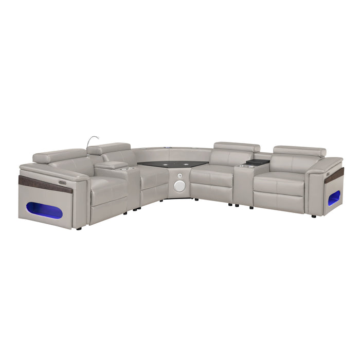 Nova - Sectional With Bluetooth Speaker, LED And Lifting Wine Cabinet