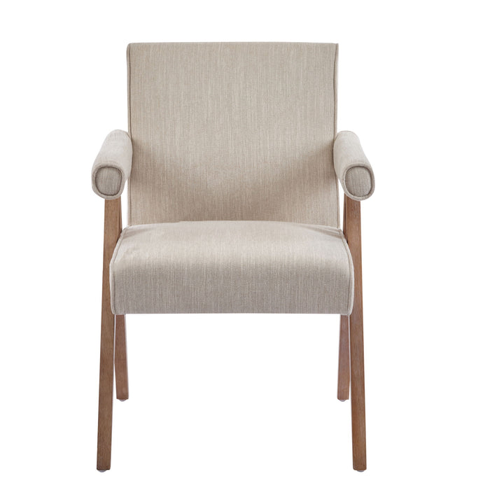 Contemporary Poppy Fabric Dining Armchair With Rubberwood Legs