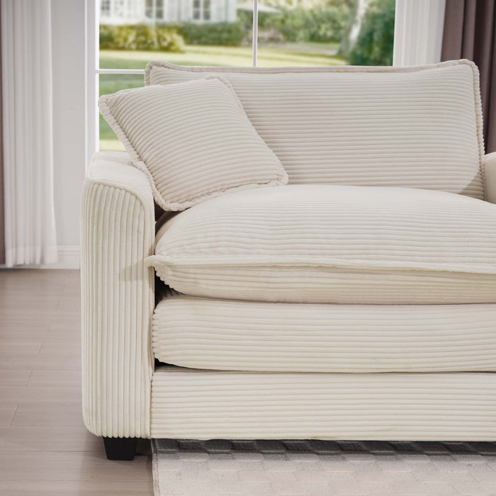 Modern Classic Corduroy Fabric Single Chair Deep Seat Sofa With Pillow