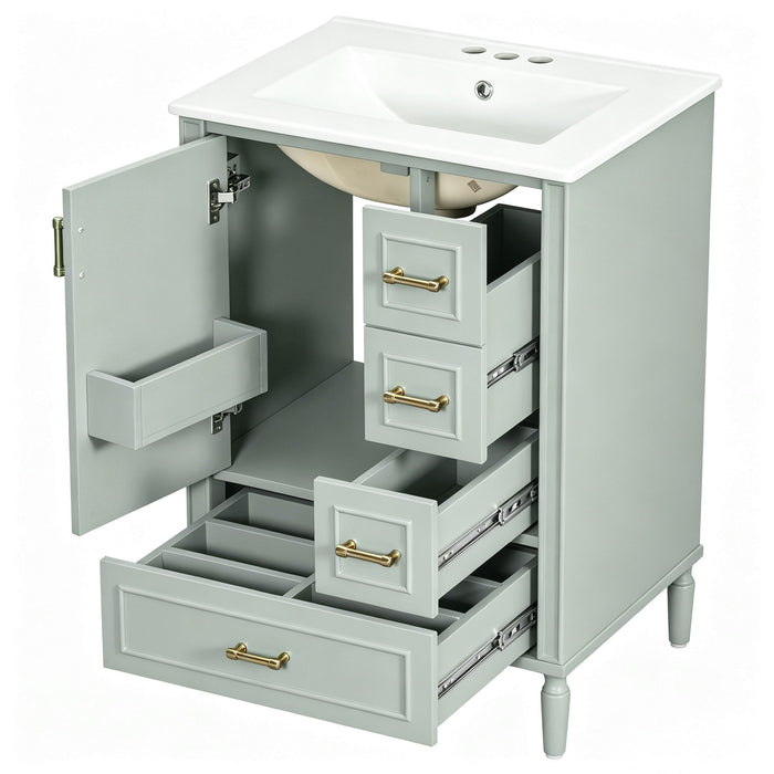 Modern Bathroom Vanity With Sink, Soft Close Doors, 3 Drawers