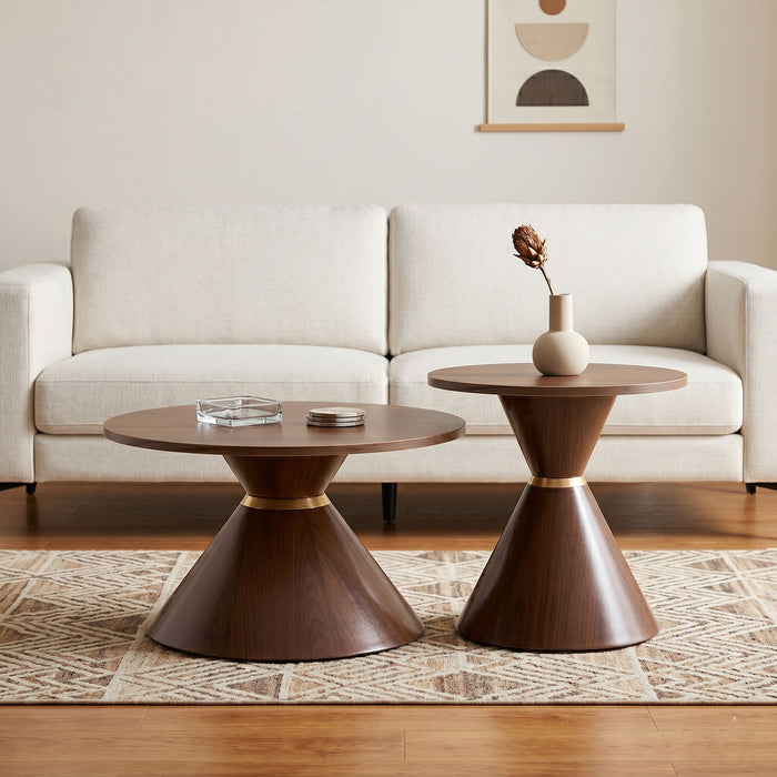 2 Piece Round Coffee Table Set For Living Room