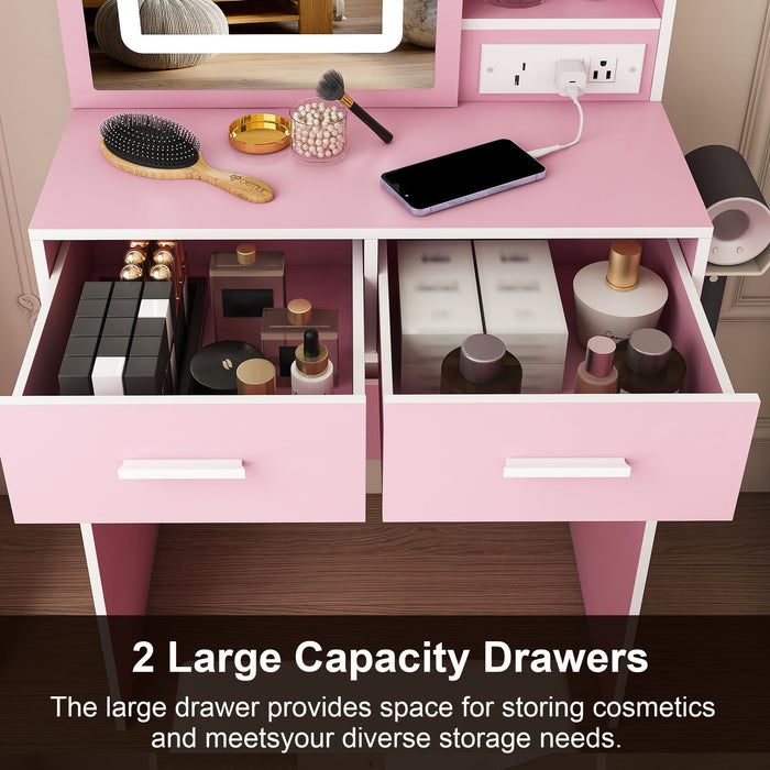 Small Makeup Vanity Desk With Adjustable LED Lights