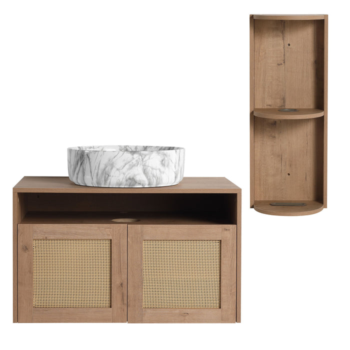 Bathroom Vanity & Art Sink And Storage Rack, Float Mounting Design