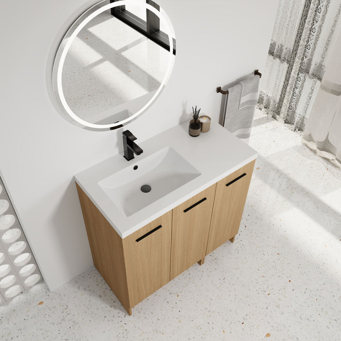 Wall Mounted Floating Bathroom Vanity With Sink, 3 Door Modular Cabinet