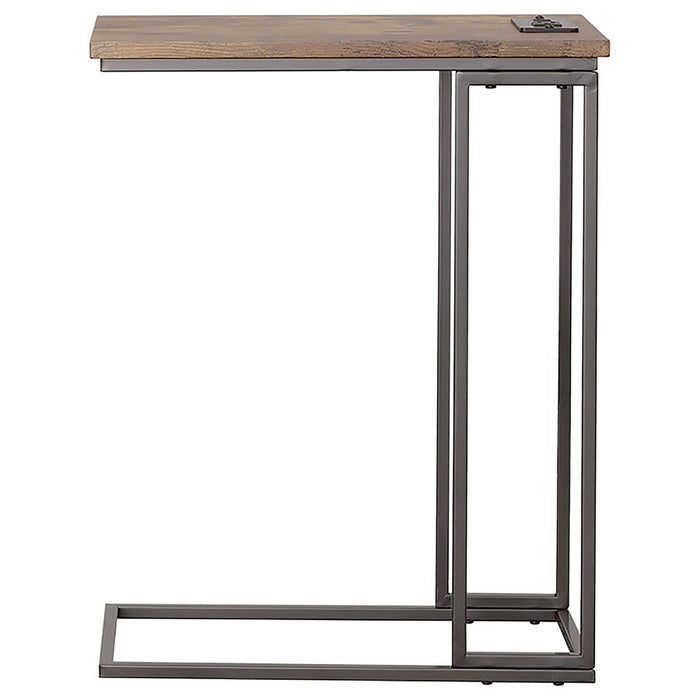 C-Shape Snack Table With USB And Power Outlet - Brown