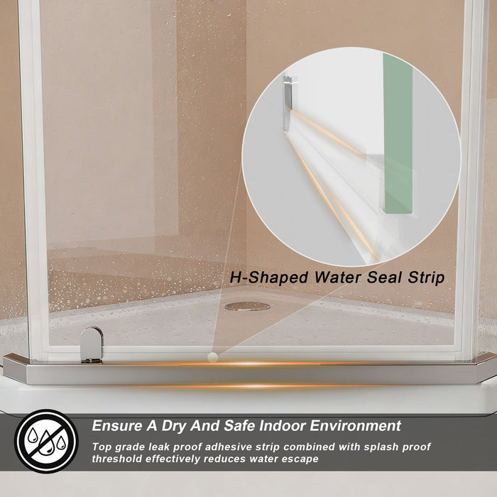 Frameless Neo Angle Shower Door WithTempered Glass