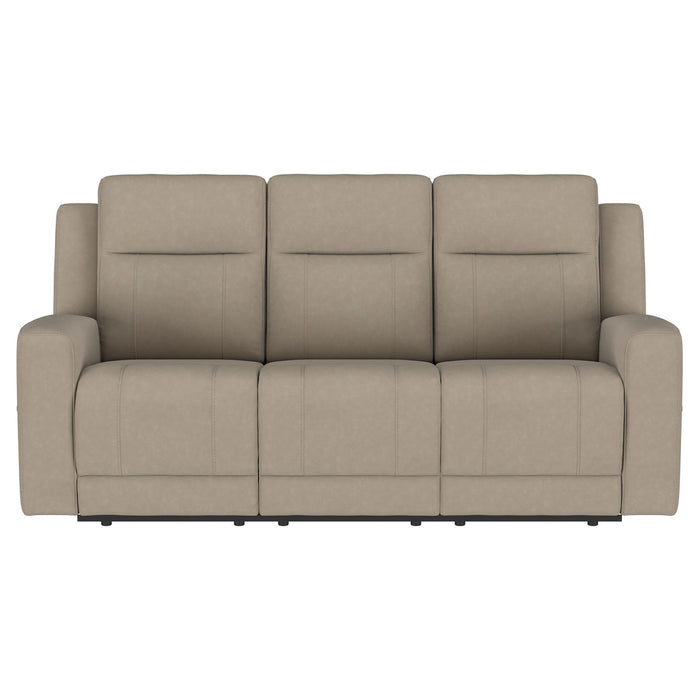 Slater - 3 Piece Upholstered Reclining Sofa Set And Built In Storage - Taupe