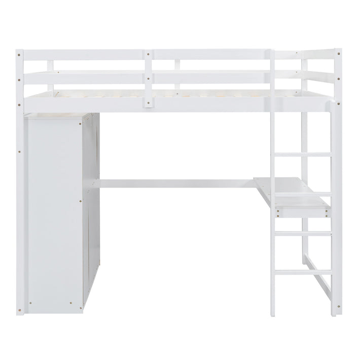 Loft Bed With Built In Wardrobe, Shelves And Drawers