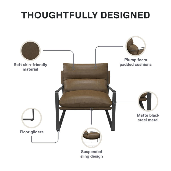 Gatsby - Upholstered Sling Accent Chair - Camel