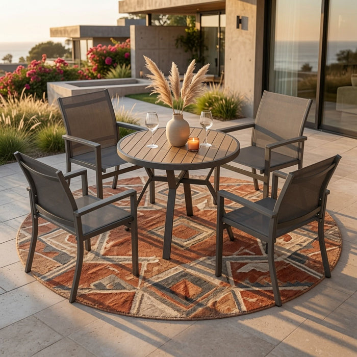 5 Piece Patio Dining Set & Table And Chairs For Outdoor Use - Gray