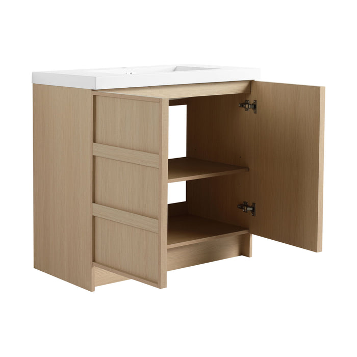 Freestanding Bathroom Vanity With Sink & 2 Soft Close Cabinet Doors
