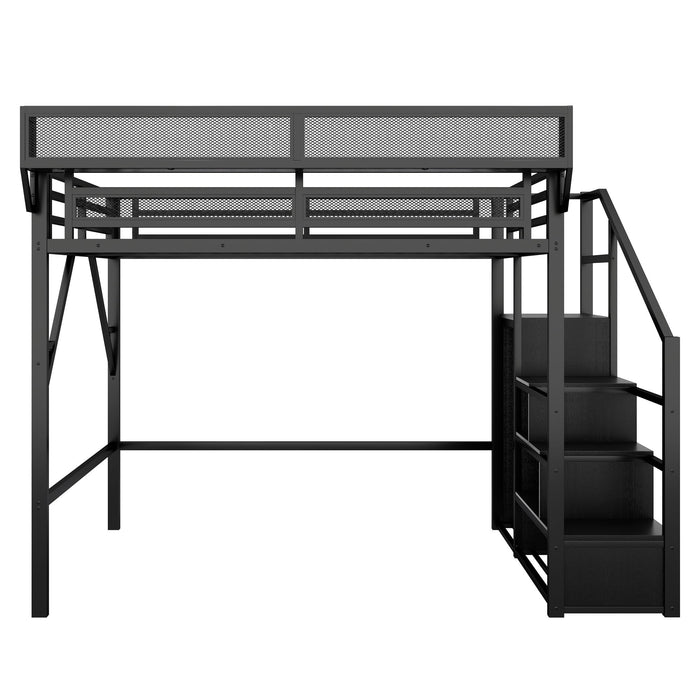 Loft Bed With Storage Shelves, Wardrobe