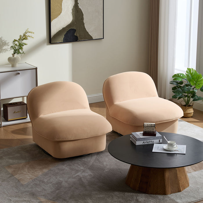 Pumpkin Shaped Swivel Accent Chair, 360 Degree Rotation For Living Room