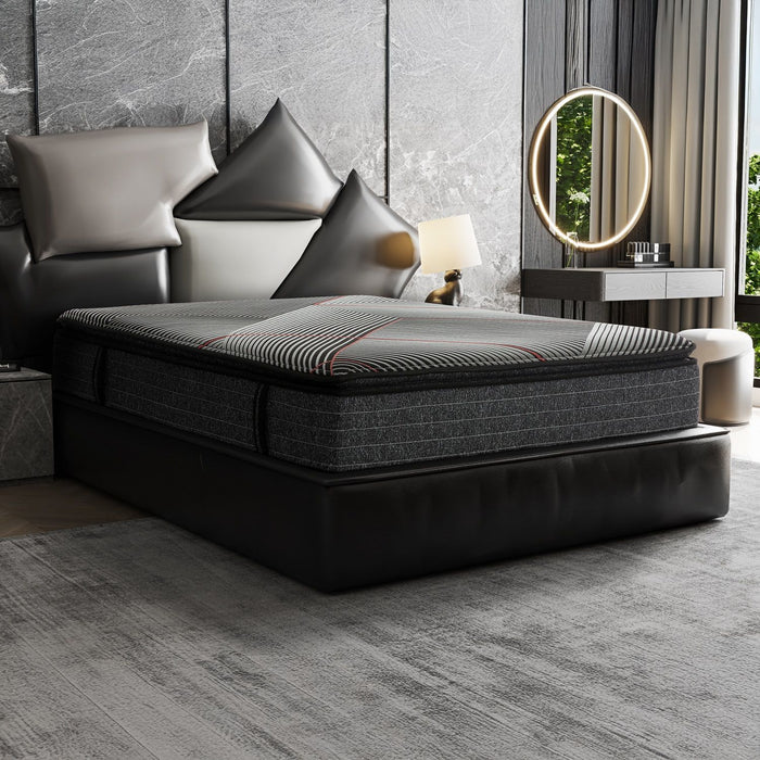 15" Euro Top Gel Memory Foam Hybrid Mattress With Pocket Coils, Cooling & Edge Support - Black - Queen