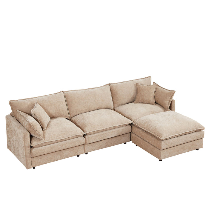 Contemporary Modular Sectional Sofa Set With Movable Ottoman