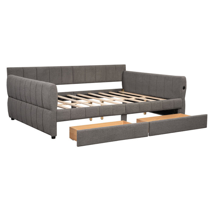 Upholstered Platform Bed With USB Charging