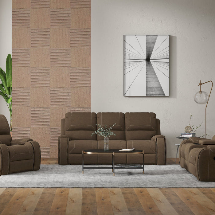 Adrian - Swivel Gliding Recliner With Nail Head Trim - Walnut Brown