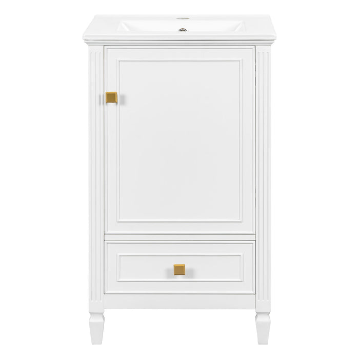 Freestanding Bathroom Vanity With Sink, Soft Closing Door, Drawer Storage - White