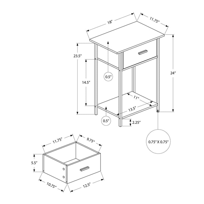 Contemporary 2 Tier Accent Table With Storage Drawer