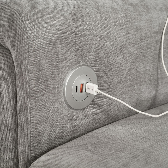 Modular Sectional Sofa With Movable Ottomans, USB Ports & Side Tables